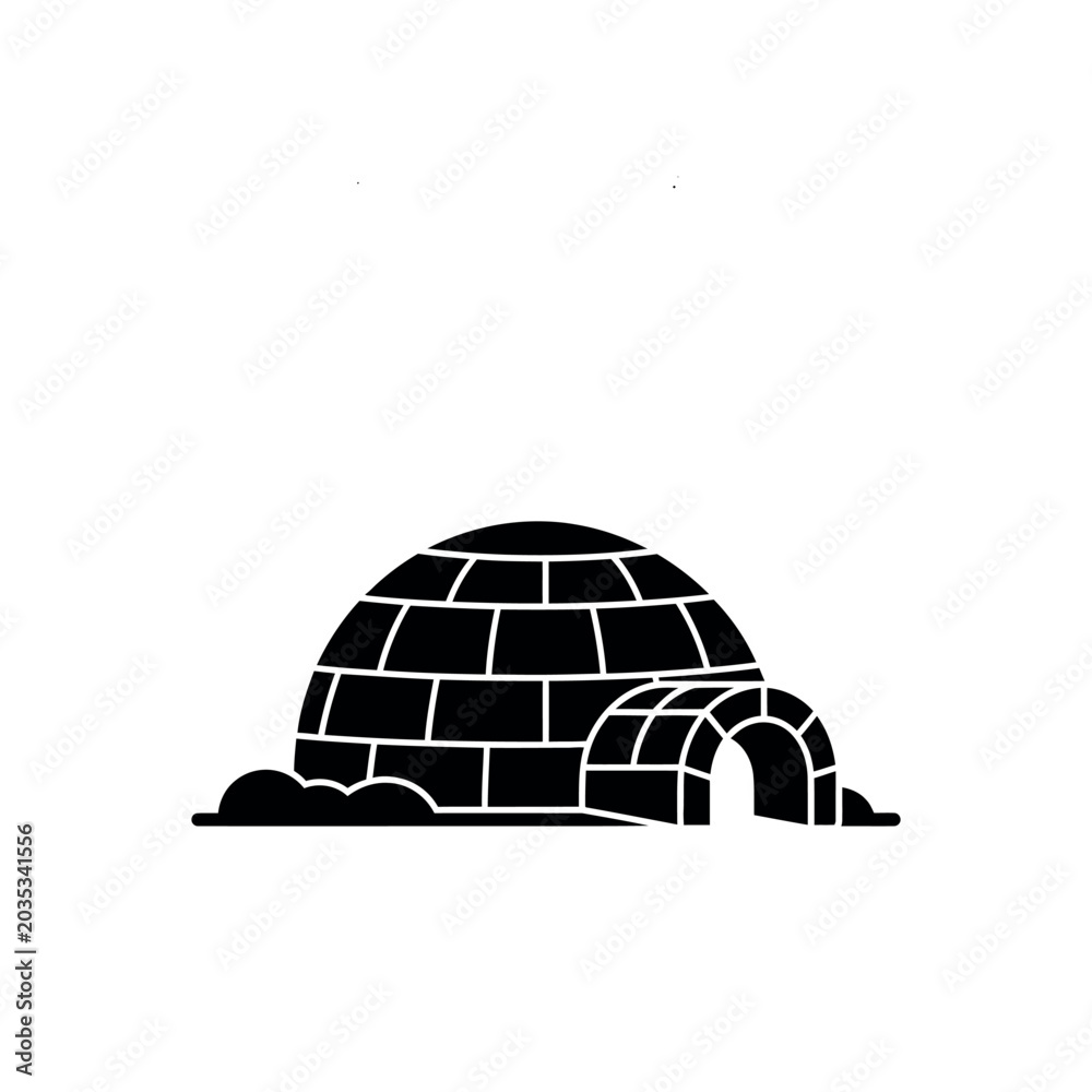 Fototapeta premium Igloo Icon Black and White Simple Design.