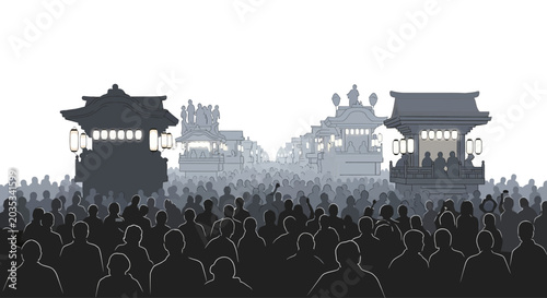 Φωτογραφία Large Crowd of People Silhouette Festival.