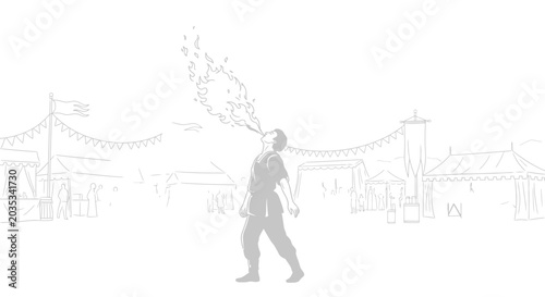 Photos Man walking alone on city street.