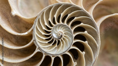 Nautilus Shell Cross Section Fibonacci Spiral Pattern Macro.