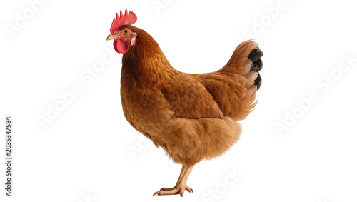 Obraz na plátně Isolated brown hen standing in profile