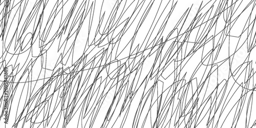 Картината върху платно Abstract expressive background featuring a dense web of chaotic black scribbles and hand-drawn tangled lines on a white field