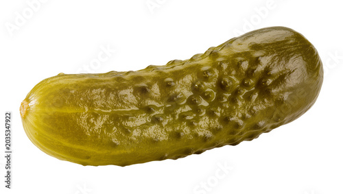 Foto Isolated pickled cucumber gherkin, fresh green and crispy snack, delicious food appetizer