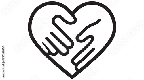 Bild auf Leinwand Hands Heart Icon with Love Gesture, Thick Outline, Minimal Vector Style, Romanti