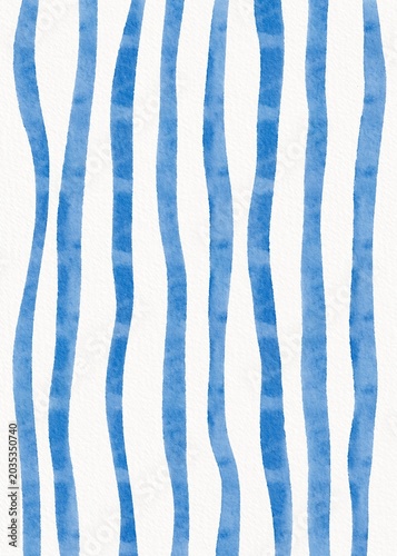 Coastal Wedding Frame - Abstract vertical wavy irregular brush stroke pattern Coastal Wedding Blue Watercolor Border Frame