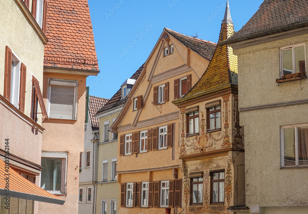 Obraz premium Traditional german timber-framed houses in the historic old town of Tuebingen, Germany⁠