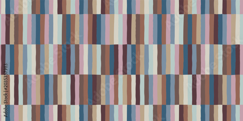 Seamless geometric pattern with abstract multicolored vertical hand-drawn stripes.