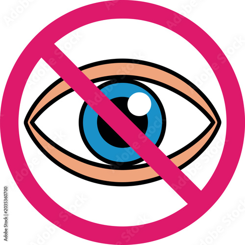 No entry sign over an eye illustration with no entry access denied closed eyes not allowed no looking do not see red circle no entry forbidden