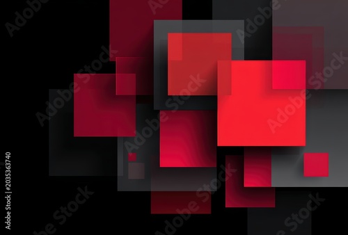 Abstract Red Black Geometric 3D Blocks Background
