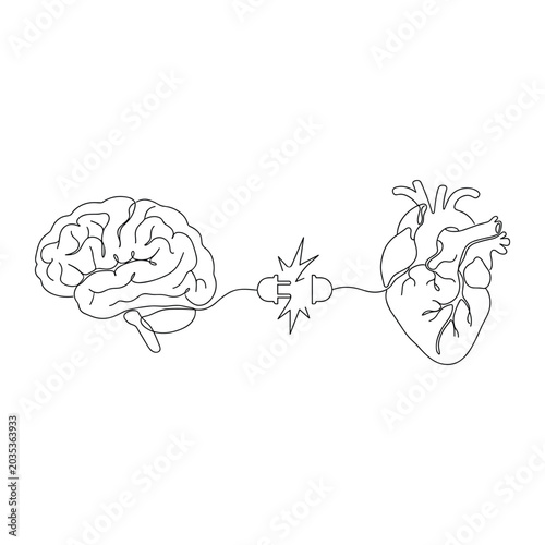 Emotional Intelligence Brain Heart Hand Sketched Icons Set