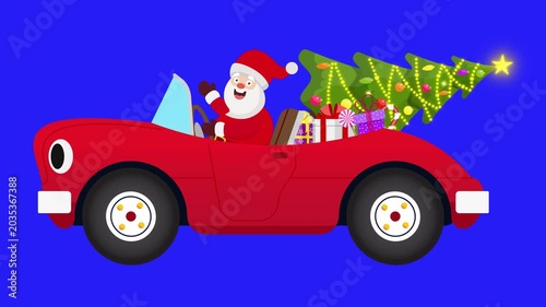 Santa Driving Christmas Car Animation Video