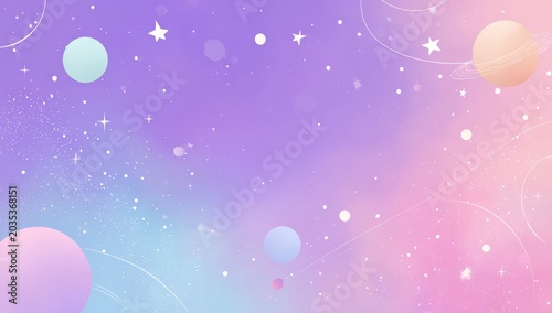 Cute Pastel Space Watercolor Planets Background

