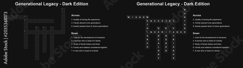 Foto Generational Legacy Crossword Puzzle Dark Edition for Adults