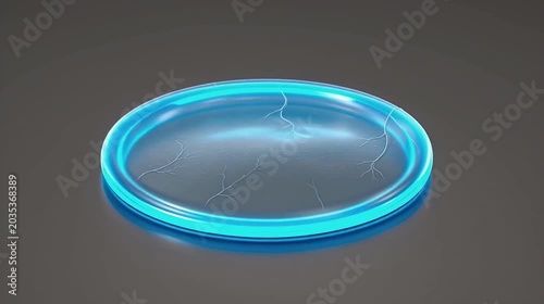 Transparent silicone membrane stretches and returns smoothly with glowing edges in minimal biotech animation