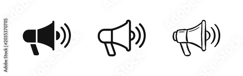 Fotografía Megaphone Announcement and Marketing Broadcast Icon Set with Sound Waves