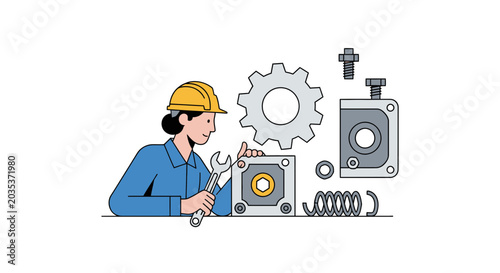Valokuva Mechanic working with industrial tools.
