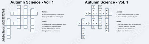 Fotografie Autumn Science Classroom Activity Puzzle Sheet for Fall Education