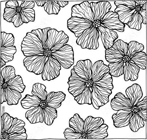 Lush blooming hibiscus tropical flowers pattern background backdrop textile canvas