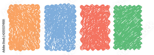 Billede på lærred Wavy drawn chalk scalloped rectangular shapes in sketch retro style