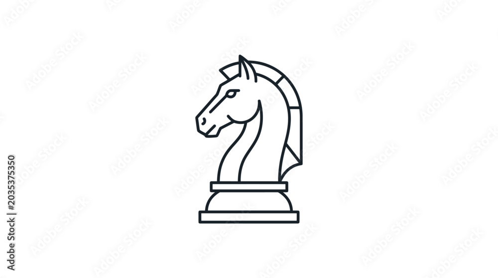 Fototapeta premium A detailed illustration of a horse head chess piece on a pedestal