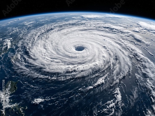 Giant Tropical Storm Hurricane System Seen from Satellite View