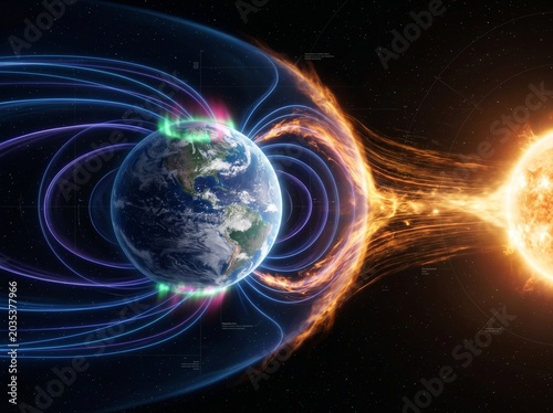 Artistic Scientific Visualization of Earth Magnetosphere and Solar Wind