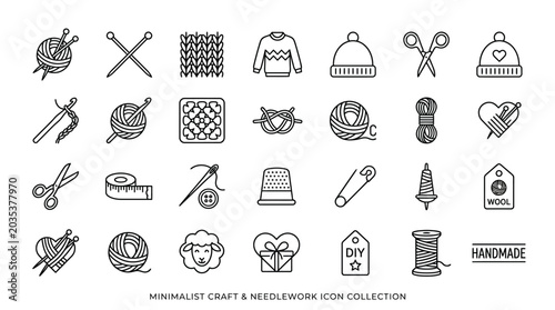 Quadro su tela Handmade craft and needlework icons set.