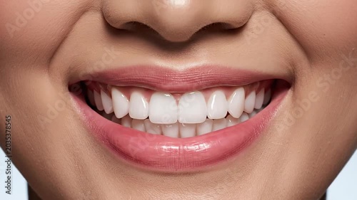 Close-up of healthy white teeth in a beautiful smile.