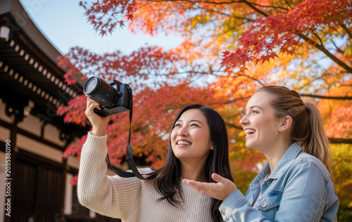 日本人と外国人友人の観光地巡り