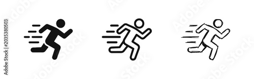 Fotografie Fast Running Man Speed and Performance Motion Icon Set