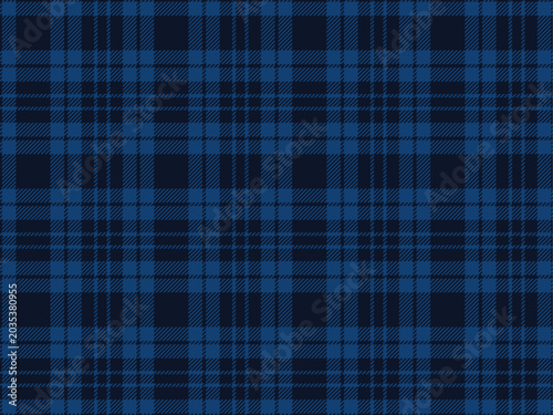 Seamless plaid pattern background, navy blue tartan plaid pattern. Traditional Scottish plaid check fabric texture for clothing design