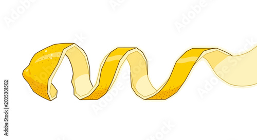 Long strip of yellow pasta curling.
