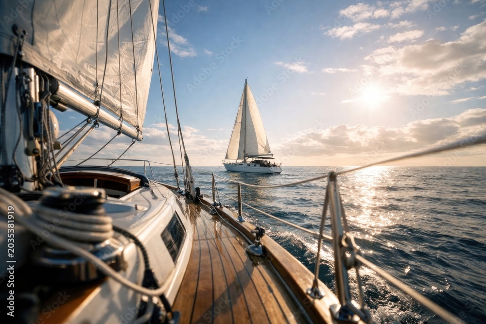 Fototapeta premium Sailing adventure under sunny skies.