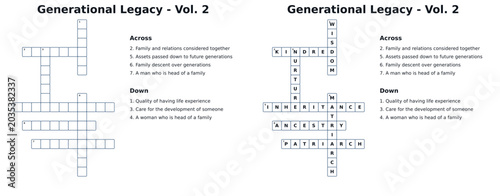 Generational Legacy Crossword Puzzle Layouts in Minimalist Style  