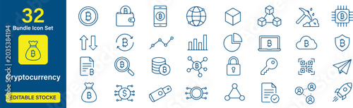 Canvas Print Set of 32 Cryptocurrency icons Each icon will be different, create a vector outl
