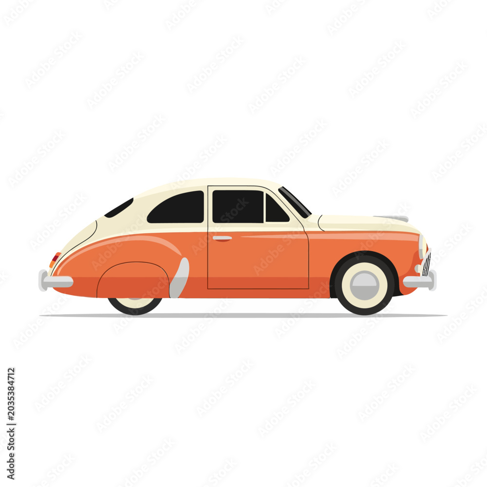 Naklejka premium Vintage two-tone car illustration on white background