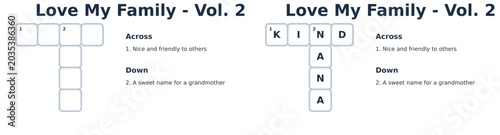 Family Crossword Puzzle Featuring Kindness and Love  