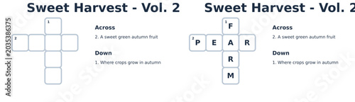 Sweet Harvest Crossword Puzzle with Fruit and Autumn Theme  