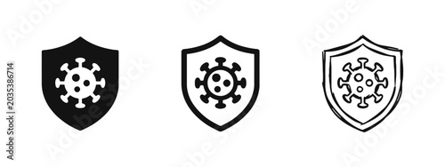 Slika na platnu Virus Protection Shield Icon Set for Health and Security