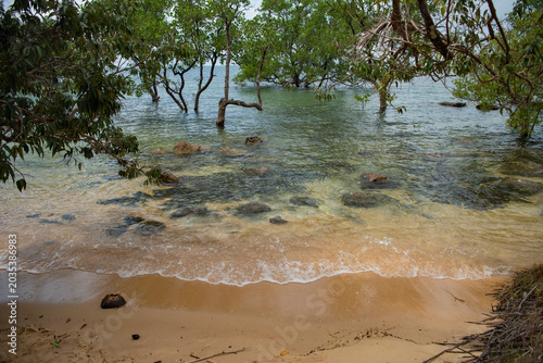 THAILAND TRAT FISHING VILLAGE BAN MAI RUT TWO COLOR BEACH