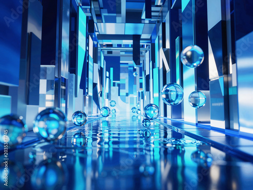 Blue Futuristic Abstract Tech Space
