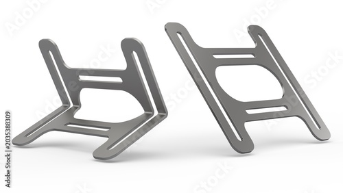 Slotted Metallic Plate. Isolated. White background. 3D render