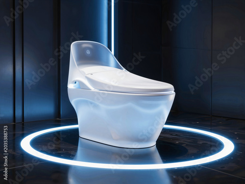 Futuristic Smart Toilet in High-Tech Bathroom