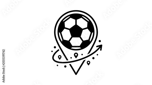 Bild auf Leinwand Black and white soccer ball icon.