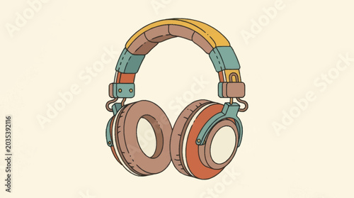 Fotografie Colorful Headphones with Orange Ears.