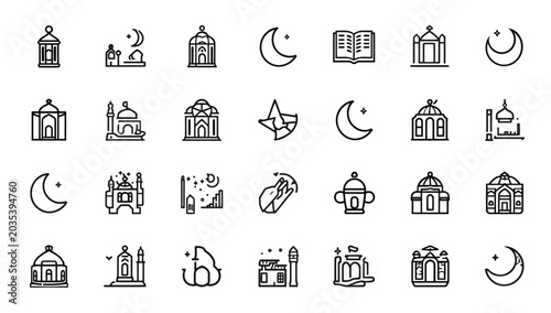 Photos Islamic architecture and moon symbols.