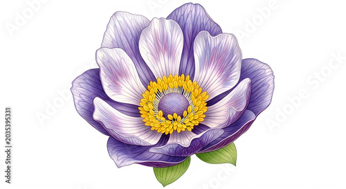Vibrant purple peony flower with yellow center