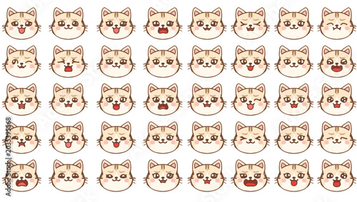 Vászonkép Collection of cute dog faces emoticons.