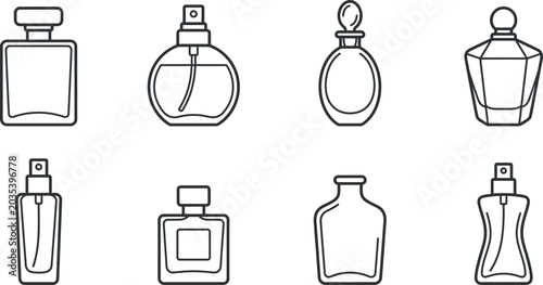 Perfume Bottle Outline Icons Vector Set