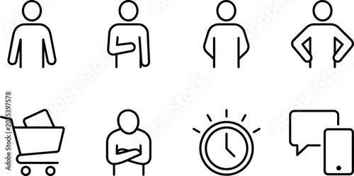 Minimal Human Activity And Lifestyle Icons Set